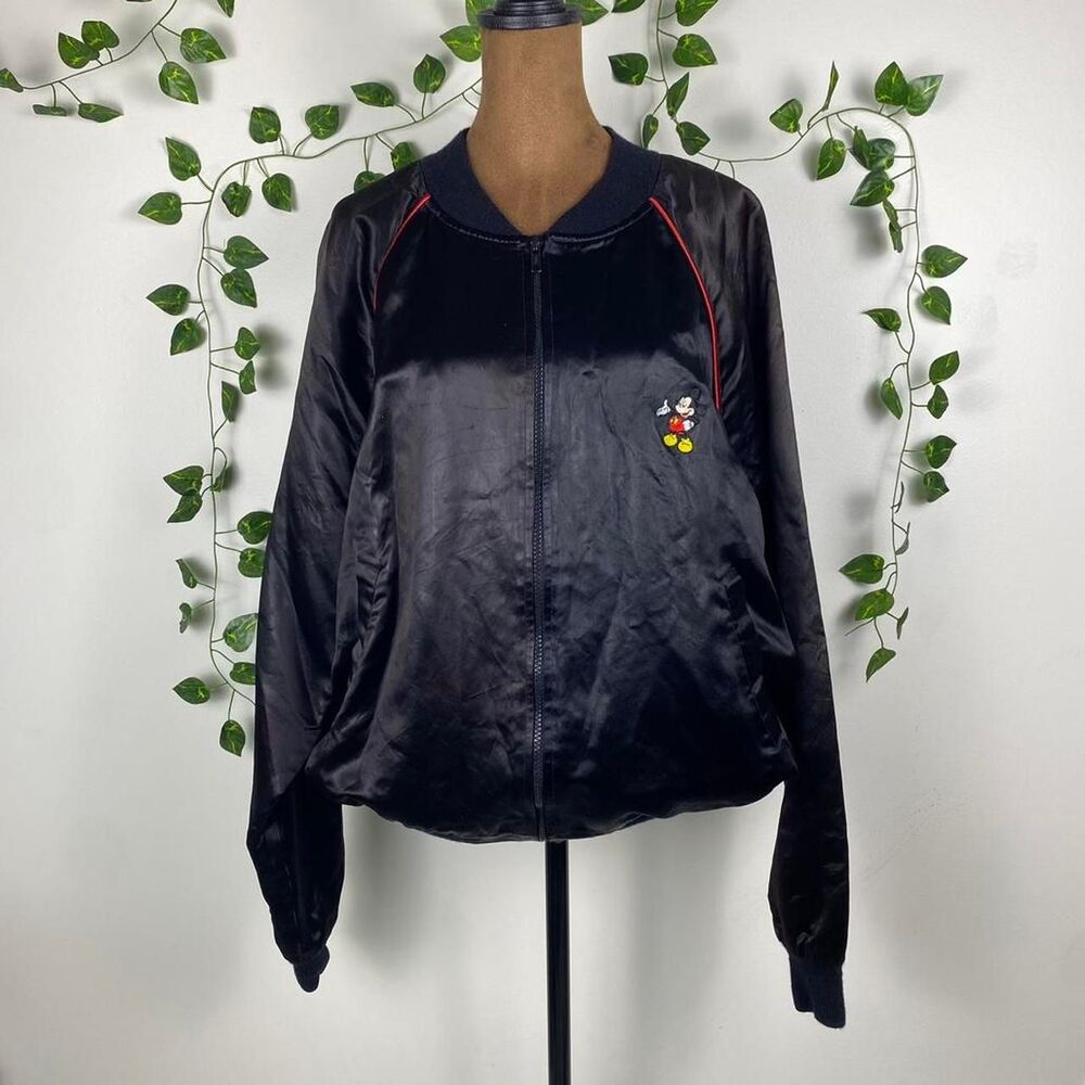 Vintage Disney Mickey Mouse black satin bomber jacket "the Disney Channel"